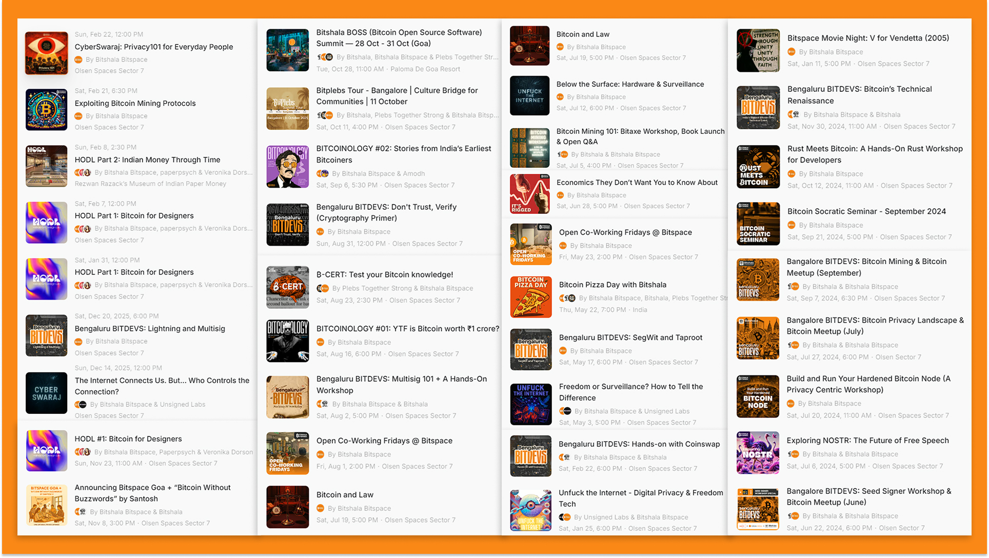 Bitspace Events Calendar